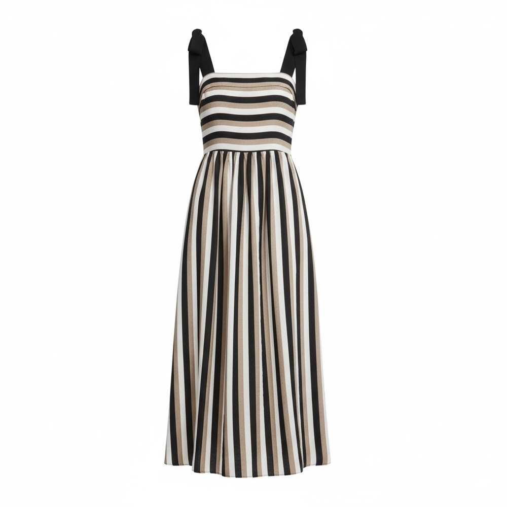 Zara TRF Striped Linen Dress - Picture 2 of 9
